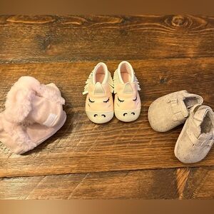 6-12 Month Pink Uggs, Gap Clogs and Unicorn Booties
